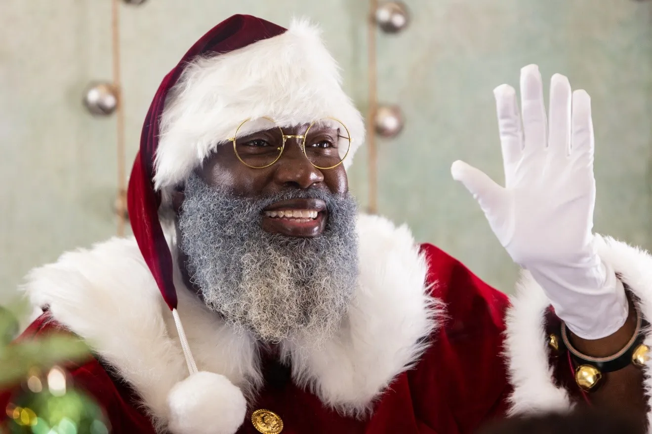 black santa waving