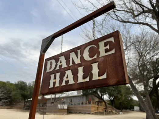 Sign of Dance Hall at Dripping Springs