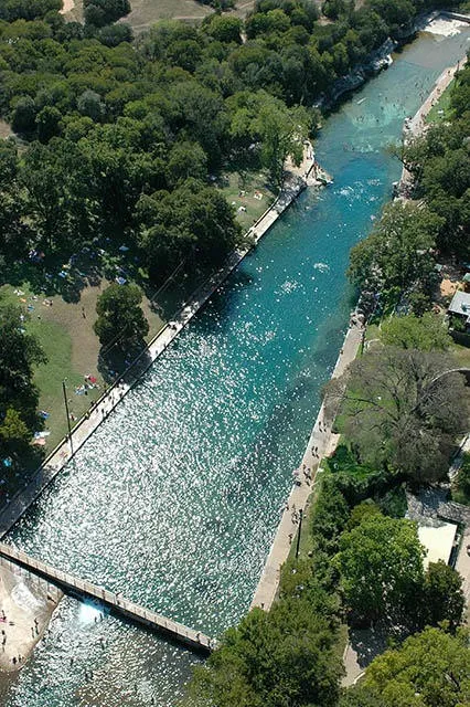 aerial shot of barton springs