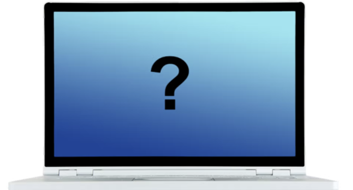 Computer screen with question mark