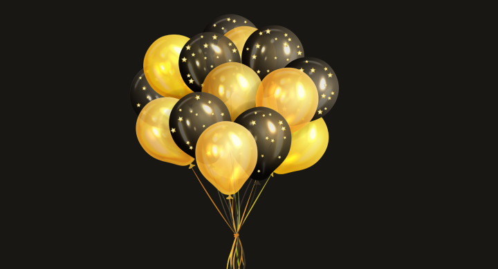 Gold and black balloons