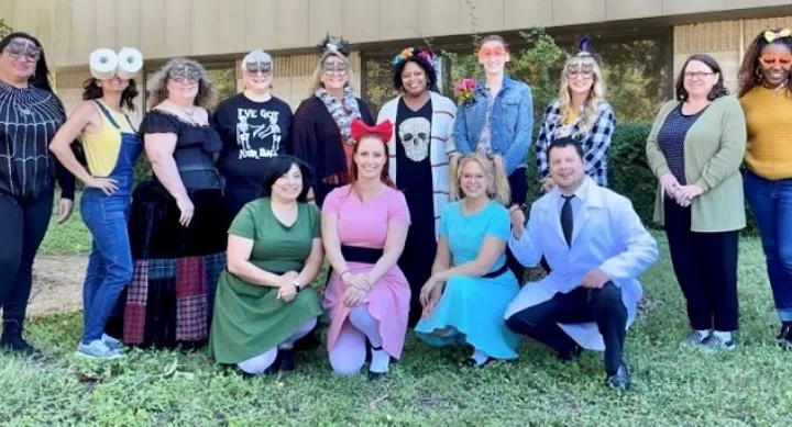 HRSS staff outside dressed up for Halloween