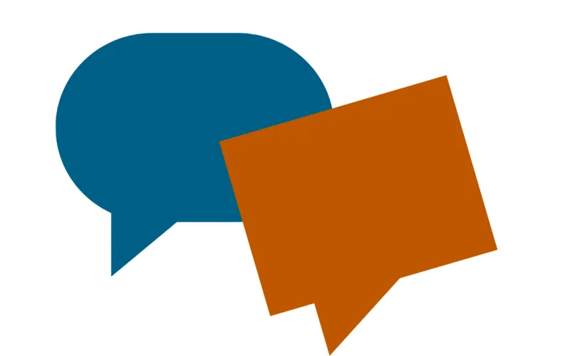 blue and orange speech bubbles