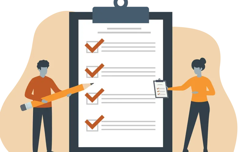 Illustration of two people with clipboards
