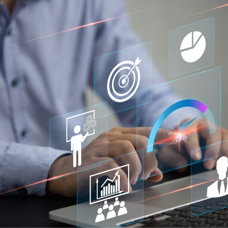 Person reviewing data dashboard